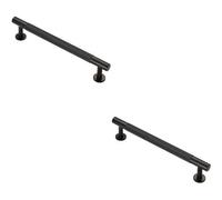 Loops 2X Knurled Bar Door Pull Handle 190 X 13mm 160mm Fixing Centres Matt Black