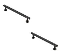Loops 2x Knurled Bar Door Pull Handle 190 x 13mm 160mm Fixing Centres Matt Black Loops Black