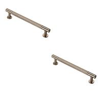 Loops 2X Knurled Bar Door Pull Handle 190 X 13mm 160mm Fixing Centres Satin Nickel