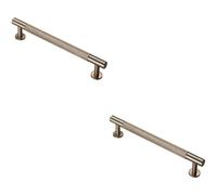 Loops 2x Knurled Bar Door Pull Handle 190 x 13mm 160mm Fixing Centres Satin Nickel in Metallics Loops Metallics