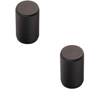 Loops 2x Knurled Cylindrical Cupboard Door Knob 18mm Dia Matt Black Cabinet Handle Loops Black