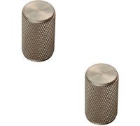 Loops 2X Knurled Cylindrical Cupboard Door Knob 18mm Dia Satin Nickel Cabinet Handle