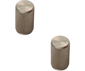 Loops 2X Knurled Cylindrical Cupboard Door Knob 18mm Dia Satin Nickel Cabinet Handle