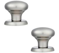 Loops 2X Large Round Centre Door Knob Satin Stainless Steel 70mm Rose Outdoor Modern