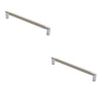 Loops 2X Larged Round Bar Mitred Door Handle 325 X 19mm Polished Chrome Satin Nickel