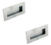 Loops 2X Low Profile Recessed Flush Pull 102 X 51mm 10mm Depth Satin Stainless Steel