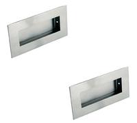 Loops 2x Low Profile Recessed Flush Pull 102 x 51mm 10mm Depth Satin Stainless Steel in Metallics Loops Metallics