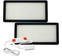 Loops 2x MATT BLACK Ultra-Slim Rectangle Under Cabinet Kitchen Light & Driver Kit - Warm White Diffused LED