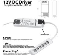 Loops 2x MATT BLACK Ultra-Slim Rectangle Under Cabinet Kitchen Light & Driver Kit - Warm White Diffused LED Loops Black