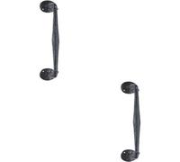 Loops 2X Offset Traditional Forged Pull Handle 263.5 X 67mm Black Antique Door Handle