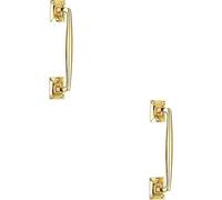 Loops 2X One Piece Door Pull Handle 250mm Length 54mm Projection Polished Brass