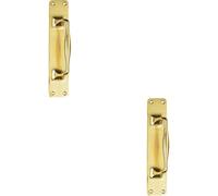 Loops 2x One Piece Door Pull Handle on Backplate 297mm Length Polished Brass in Metallics Loops Metallics