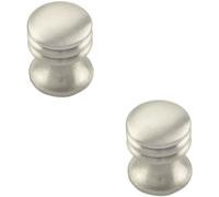 2x One Piece Textured Cupboard Door Knob 15.5mm Diameter Satin Nickel