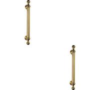 Loops 2X Ornate Pull Handle With Reeded Grip 353mm Fixing Centres Polished Brass