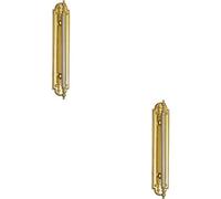 Loops 2X Ornate Textured Door Pull Handle 229 X 29mm Fixing Centres Polished Brass