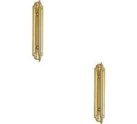 Loops 2x Ornate Textured Door Pull Handle 229 x 29mm Fixing Centres Polished Brass in Metallics Loops Metallics