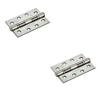 Loops 2x PAIR 102 x 68 x 2.2mm Ball Bearing Hinge Satin Steel Interior Door in Metallics Loops Metallics
