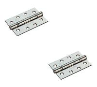 Loops 2x PAIR 102 x 68 x 2.2mm Ball Bearing Hinge Stainless Steel Interior Door in Metallics Loops Metallics