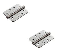 Loops 2x PAIR 102 x 76 x 3mm 13 Ball Bearing Hinge Satin Stainless Steel Rounded Edge in Metallics Loops Metallics