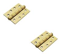 Loops 2x PAIR 102 x 76 x 3mm Ball Bearing Hinge Stainless Brass Interior Door in Metallics Loops Metallics
