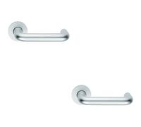 Loops 2x PAIR 19mm Round Bar Safety Lever on Round Rose DDA Compliant Satin Aluminium Loops Multicolor
