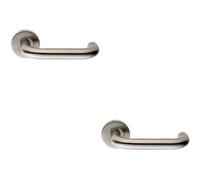 Loops 2x PAIR 19mm Round Bar Safety Lever on Slim Round Rose Concealed Fix Satin Steel in Metallics Loops Metallics