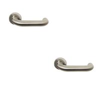 Loops 2x PAIR 22mm Round Bar Safety Handle on Round Rose Concealed Fix Satin Steel in Metallics Loops Metallics