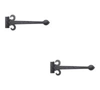 Loops 2x PAIR 305mm Ornate Sword T Hinge Black Antique Internal Decorative Door Hinge Loops Black