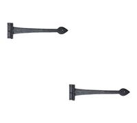 Loops 2x PAIR 380 x 102mm Ornate T Hinge Black Antique Internal Decorative Door Hinge Loops Black