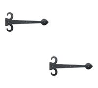 2x PAIR 380mm Ornate Sword Hinge Front Black Antique Decorative Door Plate