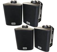 Loops 2X Pair 4" Outdoor Rated Black Stereo Wall Speakers 70W 8 Ohm Ip55 Weatherproof