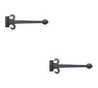 Loops 2x PAIR 457mm Ornate Sword T Hinge Black Antique Internal Decorative Door Hinge Loops Black