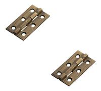 Loops 2x PAIR 50 x 28 x 1.5mm Cabinet Hinge Antique Brass Small Cupboard Door in Metallics Loops Metallics