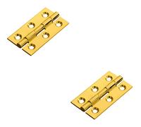 Loops 2x PAIR 50 x 28 x 1.5mm Cabinet Hinge Polished Brass Small Cupboard Door in Metallics Loops Metallics
