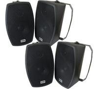 2x Pair 6.5" Outdoor Rated Weatherproof Black Wall Speakers 140W IP55