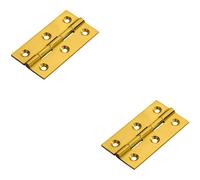 Loops 2x PAIR 64 x 35 x 2mm Cabinet Hinge Polished Brass Small Cupboard Door in Metallics Loops Metallics