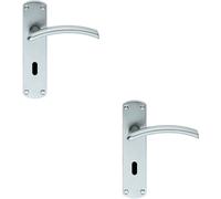 Loops 2x PAIR Arched Lever on Lock Backplate Door Handle 170 x 42mm Satin Chrome Loops Multicolor