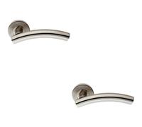 Loops 2x PAIR Arched Round Bar Handle on Round Rose Concealed Fix Satin Steel in Metallics Loops Metallics