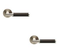 Loops 2x PAIR Carbon Fibre Round Bar Handle on Round Rose Concealed Fix Satin Steel in Metallics Loops Metallics