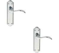 Loops 2x PAIR Curved Door Handle Lever on Latch Backplate 180 x 45mm Polished Chrome Loops Multicolor