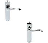 Loops 2x PAIR Curved Handle on Chamfered Latch Backplate 180 x 40mm Polished Chrome Loops Multicolor