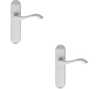Loops 2x PAIR Curved Handle on Chamfered Latch Backplate 180 x 40mm Satin Chrome Loops Multicolor