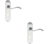 Loops 2x PAIR Curved Handle on Chamfered Lock Backplate 180 x 40mm Polished Chrome Loops Multicolor