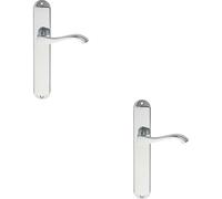 Loops 2x PAIR Curved Handle on Long Slim Latch Backplate 241 x 40mm Polished Chrome Loops Multicolor