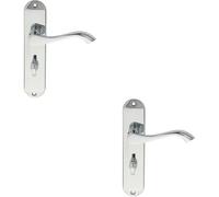 Loops 2x PAIR Curved Lever on Chamfered Bathroom Backplate 180 x 40mm Polished Chrome Loops Multicolor