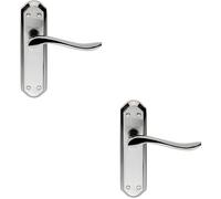 Loops 2x PAIR Curved Lever on Sculpted Latch Backplate 180 x 48mm Dual Chrome Loops Multicolor