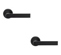 Loops 2x PAIR Flat Rectangular Bar Handle on Round Rose Concealed Fix Matt Black Loops Black