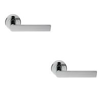 Loops 2x PAIR Flat Rectangular Bar Handle on Round Rose Concealed Fix Polished Chrome Loops Multicolor