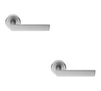 Loops 2x PAIR Flat Rectangular Bar Handle on Round Rose Concealed Fix Satin Chrome Loops Multicolor