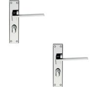 Loops 2x PAIR Flat Straight Handle on Bathroom Backplate 180 x 40mm Polished Chrome Loops Multicolor